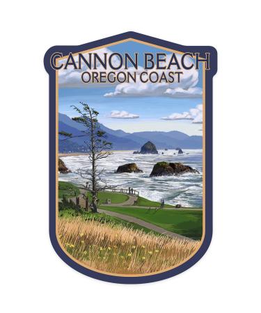 Die Cut Sticker Cannon Beach, Oregon, Oregon Coast View, Contour Vinyl Sticker 1 to 3 inches (Waterproof Decal for Cars, Water Bottles, Laptops, Coolers), Small Small Sticker