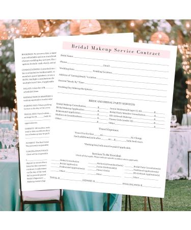 Bridal Makeup Service Contract | 50 Pack | Makeup Artist Supplies | 8.5 x 11 A1 Forms | White & Pink Bridal Contract - Buy Online on GoSupps.com