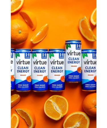 Virtue Clean Energy - Natural Energy Drink - Sugar Free Zero Calories Vegan Keto Friendly Gluten Free Vitamin B (Orange 12 x 250ml) Orange 250 ml (Pack of 12) - Buy Online on GoSupps.com