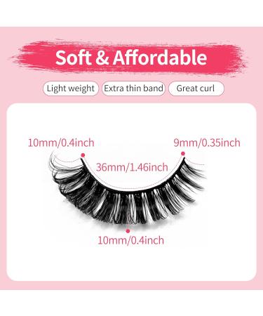 Natural False Eyelashes Wispy Fluffy Cat Eye Lashes Pack 10 Pairs D Curl Lash Strips Faux Mink Fake Eyelash Extensions Cat Eye 3D Eyelash - Buy Online on GoSupps.com