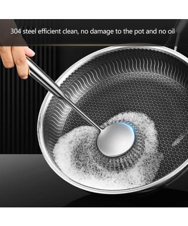 Stainless Steel Wool Scrubber Steel Scouring Pad with Long Handle 304 Steel Wool Scrubber for Kitchens Steel Wool Scrubber Pad with Strong Cleaning Ability for Pots Pans Grills and Sink 33*8cCm/12.99*3.15 inches - Buy Online on GoSupps.com