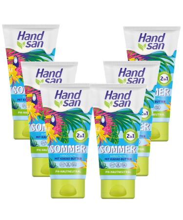 Pack of 6 Handsan nourishing summer hand cream 2 in 1 with cocoa butter moisturizer (6x 75ml)