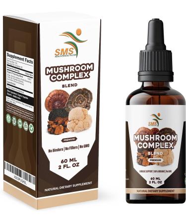 Mushroom Complex Liquid Drops Lions Mane Turkey Tail Chaga for Immune Support - Supplement Tincture - Organic No Fillers No Binders - 4 Fl oz 2 Pack - Buy Online on GoSupps.com