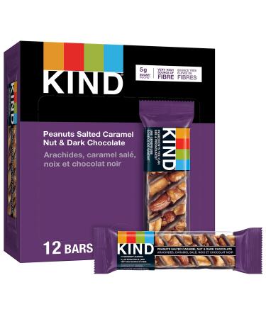 KIND Bars Peanuts Salted Caramel Nut & Dark Chocolate Gluten Free Low Sugar 40 Grams 12 Count