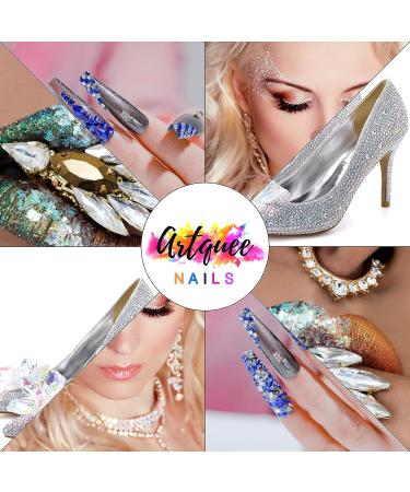 Artquee 120pcs Clear White Gem Rhinestones Mix for Nail Art DIY Craft - 12 Styles, Shiny Multi Shapes Flat Back Bling Diamonds Glass Crystal Stones Set for Nail Decor - Buy Online on GoSupps.com