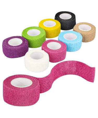 8 Roll Self Adhesive Bandage Colorful Vet Wrap for Dogs Cats Bird Elastic Wrap Bandages for Medical Sports Non-sticky Hair Bandage Tape 2.5cm *4.5m