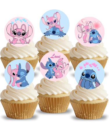 24 x Pre-Cut Stitch & Angel Edible Stand up Wafer/Rice Paper Cupcake Cake Dessert Toppers Birthday Children's Kids Party Lilo and Stich Decorations (Stitch & Angel 1) - Buy Online on GoSupps.com