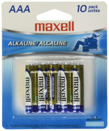 Maxell 723810P Ready-to-go Long Lasting and Reliable Alkaline Battery AAA Cell 10-Pack with High Compatibility