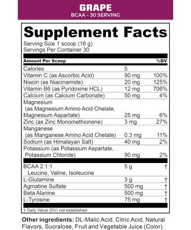 MTN OPS BCAA 2:1:1 Amino Acids Powder - Zero Sugar Gluten-Free - Rapid Muscle Recovery (30 Servings Grape - Buy Online on GoSupps.com