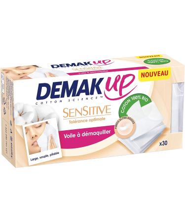 Demak'Up Sensitive Makeup Remover Veils - Face and Eyes - 100% Organic Natural Cotton Fibers - 30 Veils - Buy Online on GoSupps.com