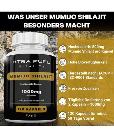 High-Dose Shilajit Capsules 1000mg - 120 Vegan Capsules - Natural Mumijo Extract - Mineral Rich Humic Acid & Fulvic Acid - International Shipping Available - Buy Online on GoSupps.com
