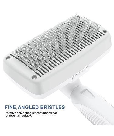 Crala Self Cleaning Slicker Brush- Pet Grooming Shedding Tool for Short & Long Haired Dogs & Cats- Removes Loose Undercoat, Mats & Tangles- White - Buy Online on GoSupps.com