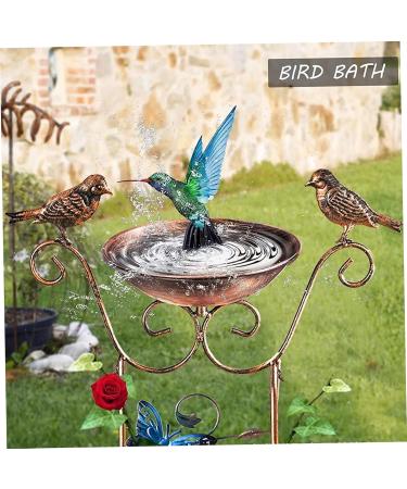 2-in-1 Bird Water Dispenser & Feeder with Garden Grilles - Metal Butterfly Design | Removable Retro Stand for Garden Decoration - Buy Online on GoSupps.com