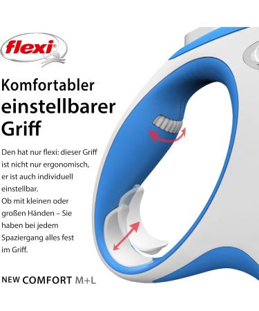 Flexi Kerbl New Comfort Retractable Dog & Cat Leash - 3-8m for Pets 8-20kg - Blue | High-Quality Pet Supplies - Buy Online on GoSupps.com