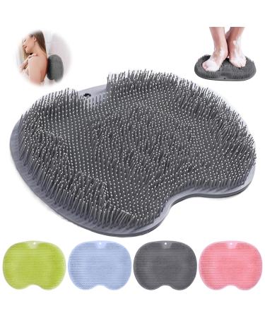 Foot brush for the shower non -slip silicone massage Pad W scher Massageger Dusche with non -slip suction cup cleaned peeling foot circuit relieves tired feet without bending down (gray)
