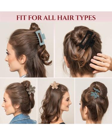 8 Pack Medium Claw Clips - Cute Flower & Square Hair Clips for Women and Girls - Matte Hair Claws - 2 Styles for Thick and Thin Hair - Buy Online on GoSupps.com