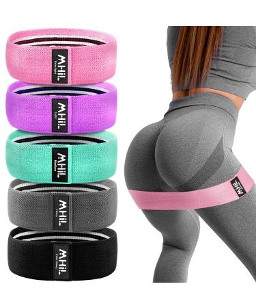 MhIL 5 Resistance Bands for Working Out - Booty Bands for Women and Men, Best Exercise Bands, Workout Bands for Workout Legs Butt Glute Squat - Stretch Gym Fitness Bands Set - Home Elastic Loops Band Pink, Black, Green, Purple, Grey