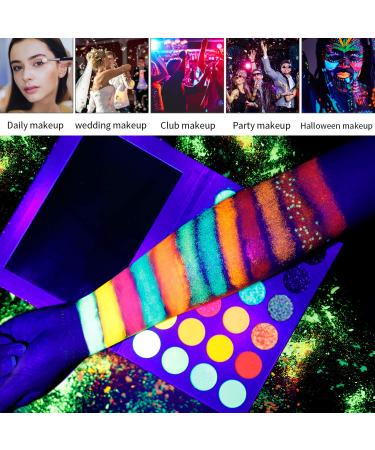 DE'LANCI Neon Eyeshadow Palette - Glow in the Dark, Blacklight UV Makeup, Matte & Glitter Shadows for Halloween - Buy Online on GoSupps.com