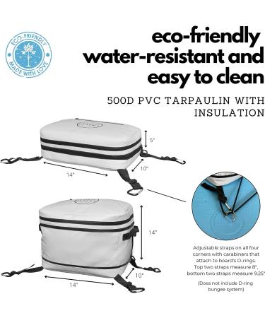 PVC Waterproof Paddle Board Cooler Bag for Kayaking & SUP | Expandable Deck Bag with Metal D-Rings | Kayak & Paddle Board Accessories | Gray/Aquamarine - Buy Online on GoSupps.com