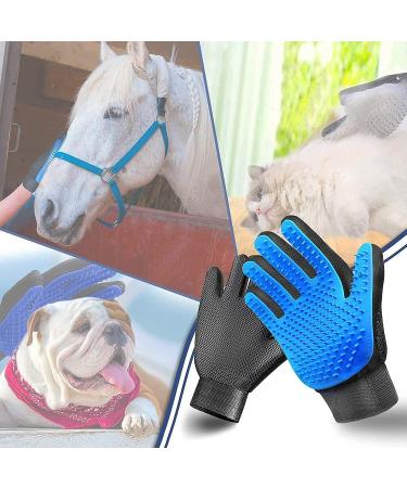 Pet Grooming Glove Hair Remover Brush - 1Pair Left & Right Hand, Blue | Deshedding & Massage Gloves for Dogs, Cats, Horses - Long & Short Fur - Buy Online on GoSupps.com