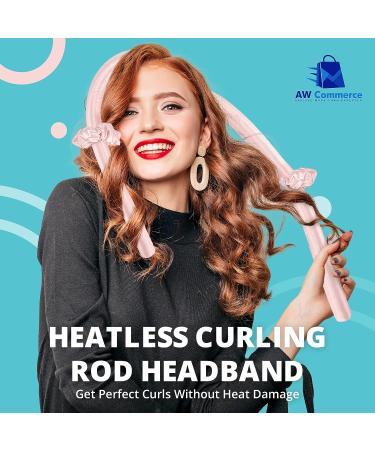 AW COMMERCE Heatless Curling Rod Headband Set - Complete Kit with Hair Curler, Clip, Scrunchies & Comb - Pink - Buy Online on GoSupps.com