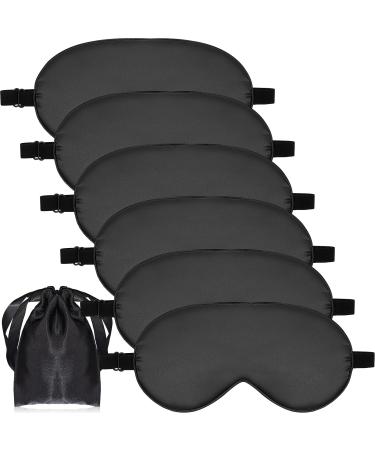 6 Pieces Natural Silk Sleep Mask Soft Eye Mask Adjustable Strap Blindfold Eyeshade Smooth Sleeping Mask Comfortable Sleep Eye Cover with Bag for Sleep (Black) - Buy Online on GoSupps.com