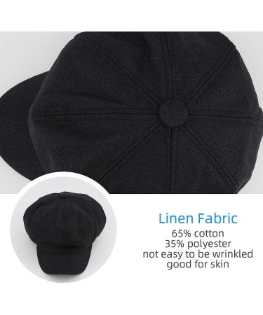 Gisdanchz Women Linen Newsboy Cap Cabbie Hat 8 Panels - Black, Size 6 7/8 - Buy Online on GoSupps.com