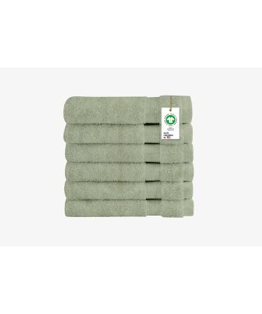 A1HC Towels Cotton Washcloths Set 100% Organic Cotton GOTS Certified Premium Quality Face Cloths Feather Touch Technology Highly Absorbent and Soft Feel Fingertip Towels Pack of 6 Green Tint 6 Pack