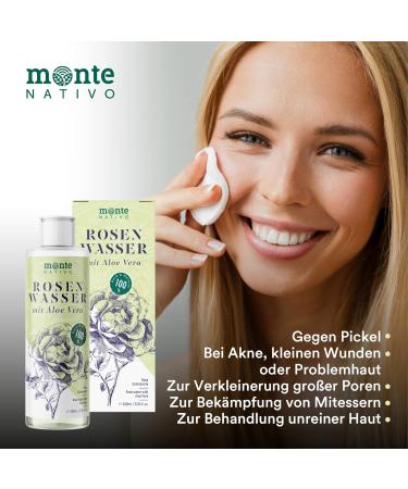 Rose Water with Aloe Vera 2x200ml | Natural Facial Care & Cleaning | Anti-Pimple Skin Care | 400ml Rosenwasser for Glowing Skin - Buy Online on GoSupps.com