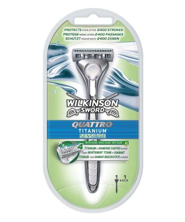 Wilkinson Sword Quattro Titanium Sensitive Razor 1 piece + 1 razor blades (1 pack)
