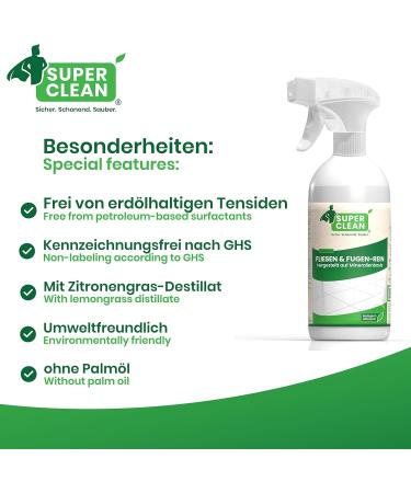 Super Clean Tile & Joint Cleaner 500ml | Eco-Friendly Solution for All Tile Types - Buy Online on GoSupps.com
