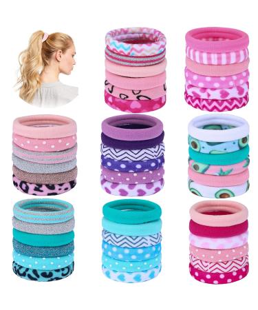 Hair ties for women-48PCS Ties for Thick Heavy or Curly Hair-No Slip Seamless Ponytail Holders-hair ties for girls-Long Lasting Braids- elastic hair ties(multi-color B-48PCS)