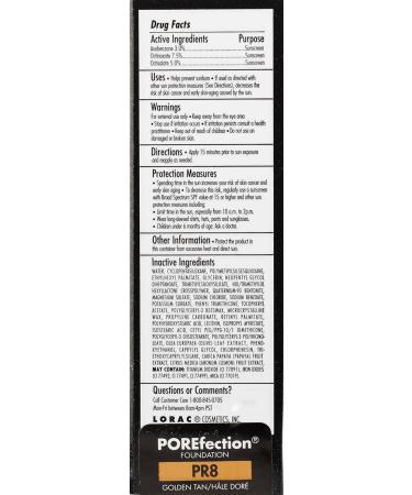 LORAC POREfection Foundation - PR1 Fair & PR8 Golden Tan | 1.12 Fl Oz | International Shipping Available - Buy Online on GoSupps.com