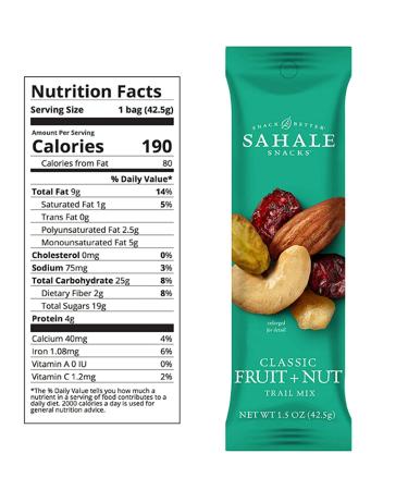 Sahale Snacks Classic Fruit & Nut Trail Mix - 9 Pack (1.5 oz Each) | Healthy Snack Option - Buy Online on GoSupps.com
