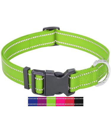 Dey-Premium dog collar nylon reflective adjustable for small and large dogs many colors and sizes collar dog puppy dog neck straps cat neck puppy neck green m m -2.0 x34-49 cm green reflecting