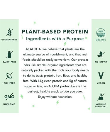 ALOHA Organic Vegan Protein Bars - Chocolate Chip Cookie Dough - 12 Count, Low Sugar, Gluten-Free, Paleo - Buy Online on GoSupps.com