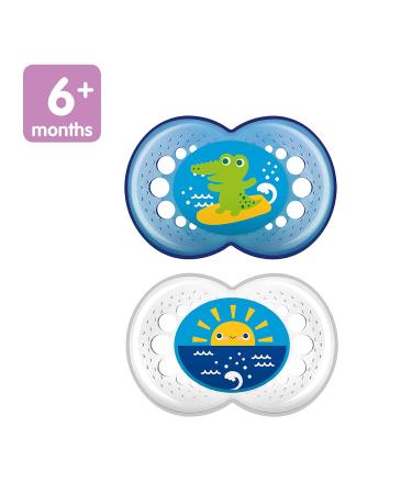 MAM Crystal Silicone Pacifier - Blue - 6 Months (2-Count) | Soothing & Safe for Babies | International Shipping Available - Buy Online on GoSupps.com
