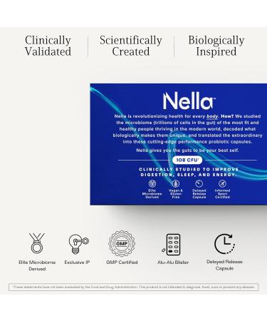 Nella Gut Health Supplements for Women & Men (30 Capsules), Energy Boosting Probiotics for Digestive Health, 3 Strains, Daily Probiotic Pills, Supports Workout & Recovery - Buy Online on GoSupps.com