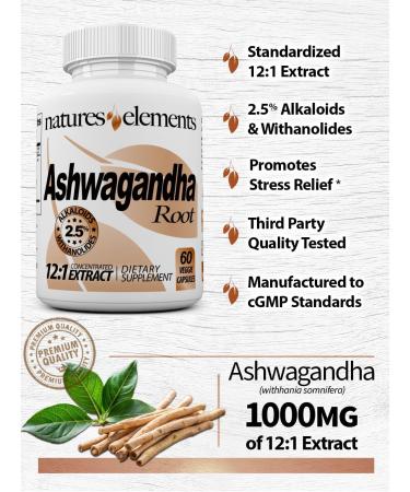 Ashwagandha Root 12:1 Extract 1000mg Per Serving 2.5% Withanolides & Alkaloids 60 Veggie Caps Stress & Energy Support Non-GMO 60 Count (Pack of 1) - Buy Online on GoSupps.com