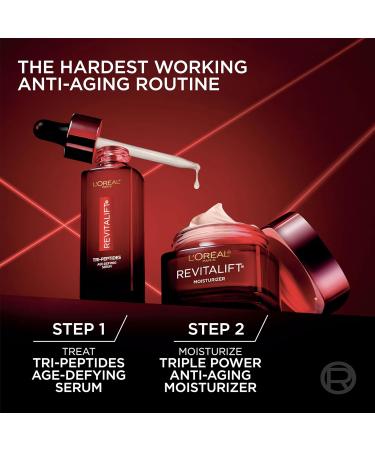 L'Oreal Paris Revitalift Triple Power Age-Defying Face Serum Anti Aging Serum with 3 in 1 Benefits Reduces Wrinkles Firms and Brightens Skin Includes Sample - Buy Online on GoSupps.com