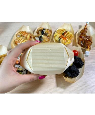 LOVMUTD Wooden Serving Dishes Disposable Serveware for Food Display Unique Wood Boat Shape Sushi Plate Ideal for Restaurants and Caterers Home Parties - Wood Bowls Takeout Tray(5 Inches 100 Pcs) - Buy Online on GoSupps.com