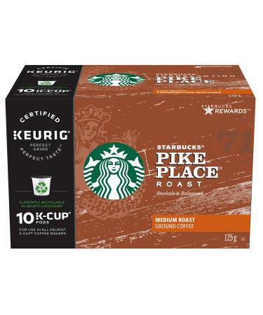 Starbucks Pike Place Medium Roast Coffee Single Serve Keurig K-cup Pods 6 Boxes 60 Capsules Pike Place 10 count (Pack of 6)