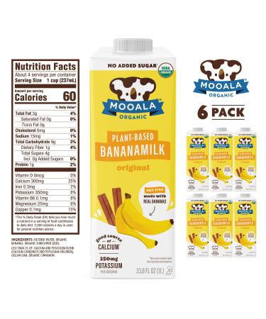 Mooala Organic Original Bananamilk 1L (Pack of 6) - Shelf-Stable Non-Dairy Plant-Based Beverage - Buy Online on GoSupps.com