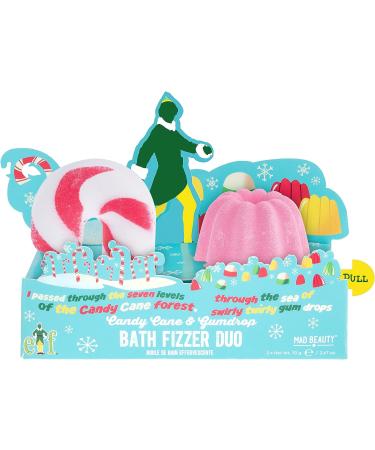 MAD BEAUTY Warner Bros Elf Bath Fizzers Duo - Candy Cane & Swirly Gum Drop Scented Bath Salts for Healthy Glowing Skin, Relax and Unwind - Buy Online on GoSupps.com