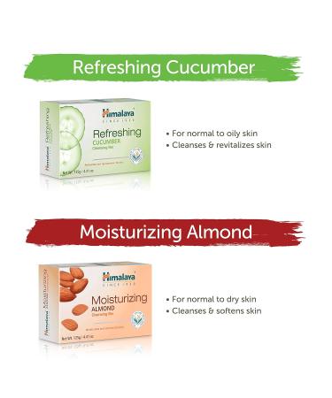 Himalaya Cleansing Bar Soaps Variety Pack - Neem & Turmeric, Almond Cream & Honey, Cucumber - 4.41 oz (12 Pack) - Buy Online on GoSupps.com