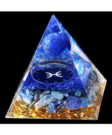 XIANNVXI Pisces Tower Healing Crystals Tower Lapis Lazuli Crystal Tower for Positve Energy Pisces Gifts for Women Men Orgone Tower Spiritual Gifts for Healing Meditation Reki Bring Luck B - Pisces