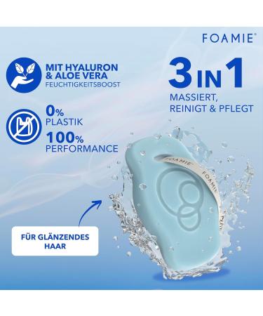Foamie Hydro Shampoo Bar with Hyaluronic Acid | Moisturizing Booster for Dry Hair | With Aloe Vera and Hyaluronic Acid | Skin-Friendly pH | Vegan & Plastic-Free | 80 g - Buy Online on GoSupps.com