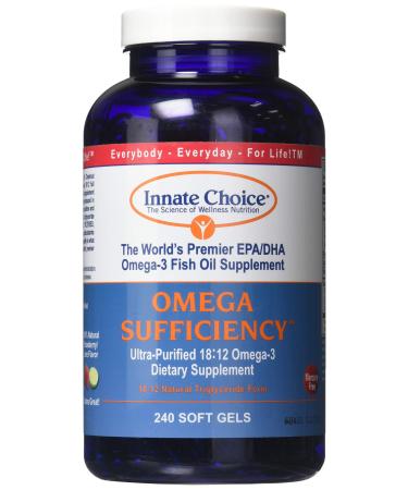 Fish Oil Capsules, Omega Sufficiency by Innate Choice, Strawberry Lime 240 Capsules 1