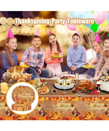 Fall Tableware Set - Fall Thanksgiving Party Paper Supplies | Autumn Non-Reusable Tableware Set Pumpkin Sunflower Maple Leaves Paper Dinnerware Serve 20 for Autumn Thanksgiving 7 Inch Tray - Buy Online on GoSupps.com