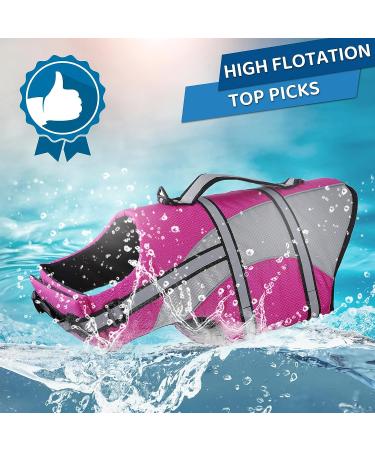KOESON Ripstop Dog Life Jacket - Pink, Medium Size | Pet Swimming Safety Vest with Rescue Handle | Buoyant Dog Float Coat for Small, Medium, Large Dogs - Buy Online on GoSupps.com